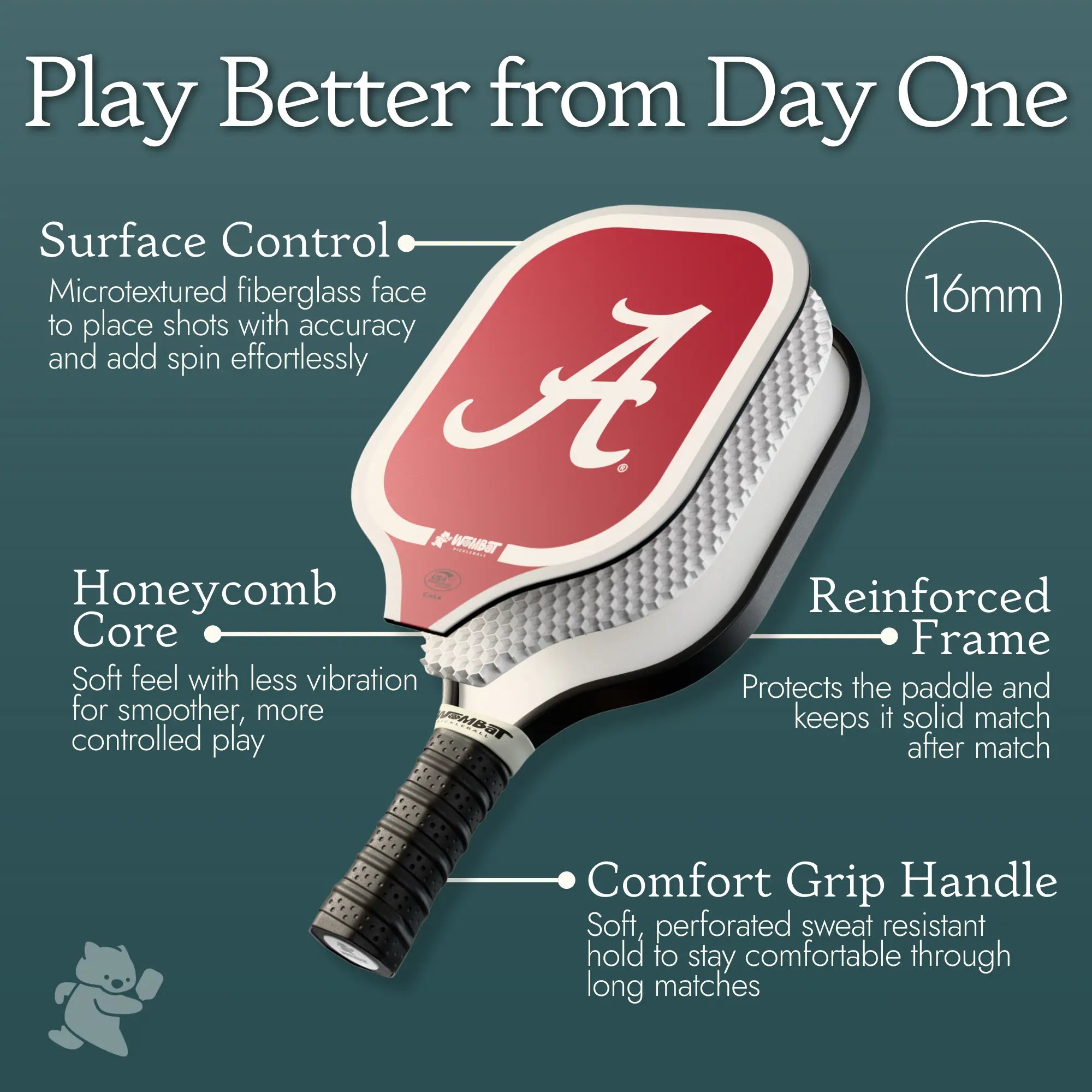 Alabama Crimson Tide - 16mm Paddle