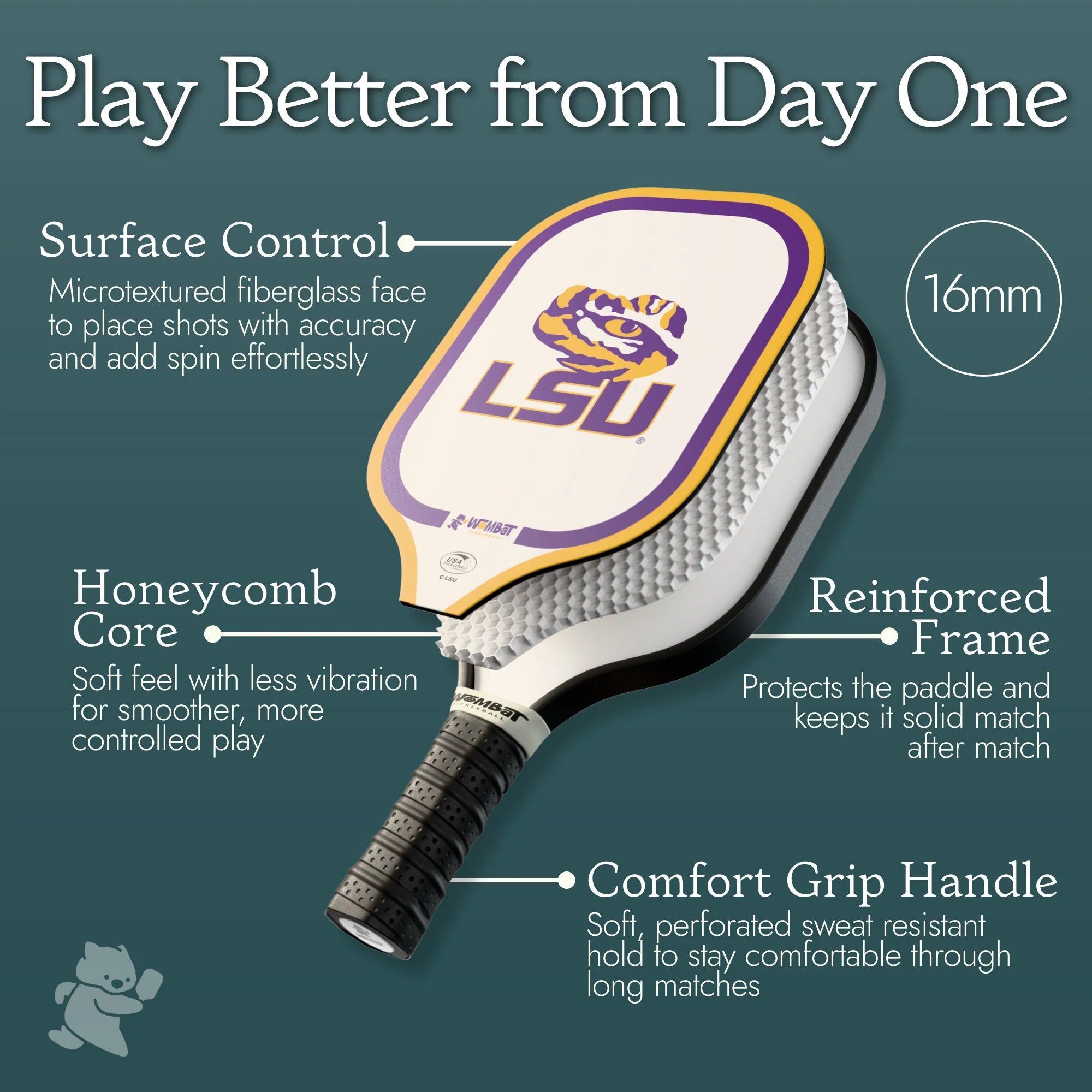 LSU Tigers - 16mm Paddle