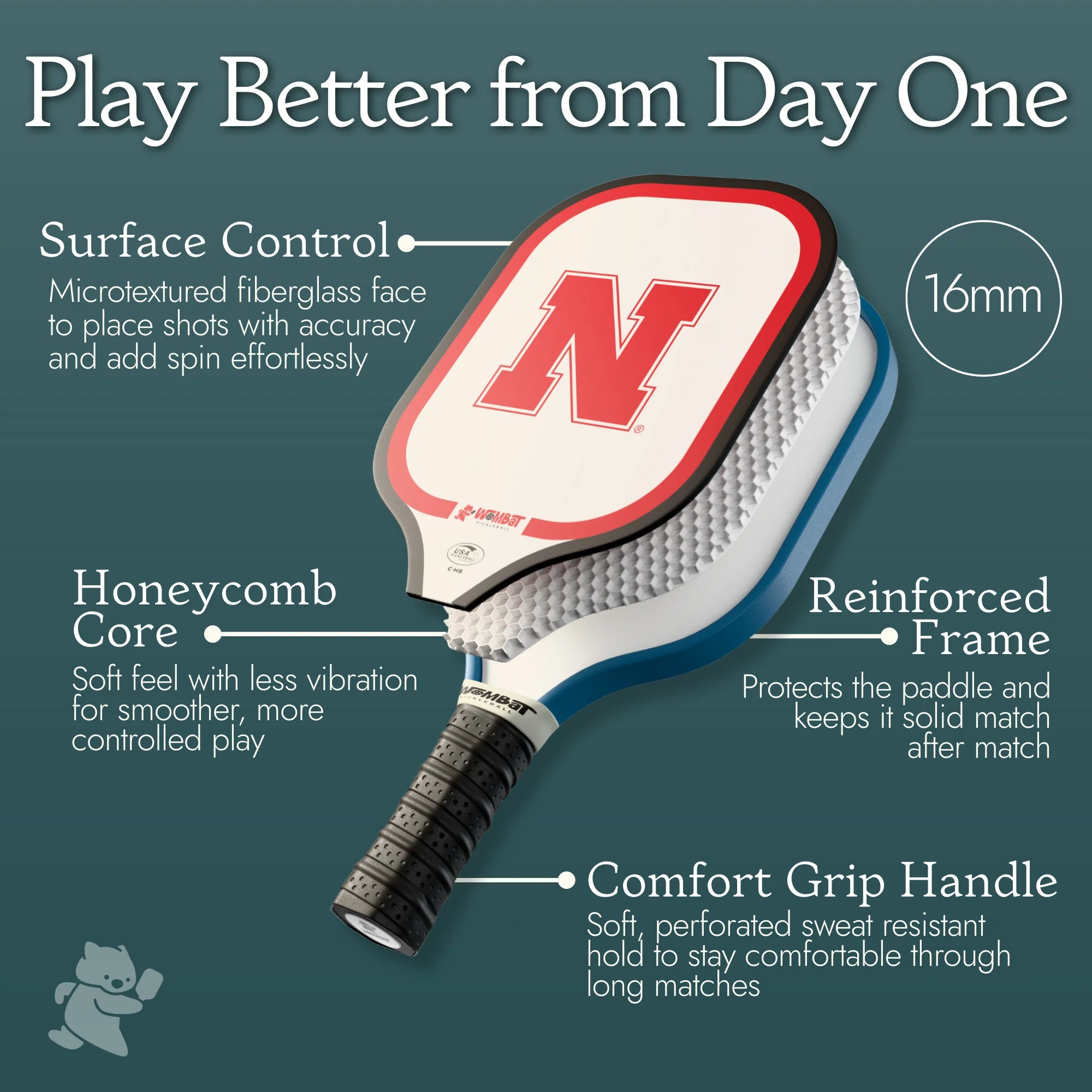 Nebraska Cornhuskers - 16mm Paddle