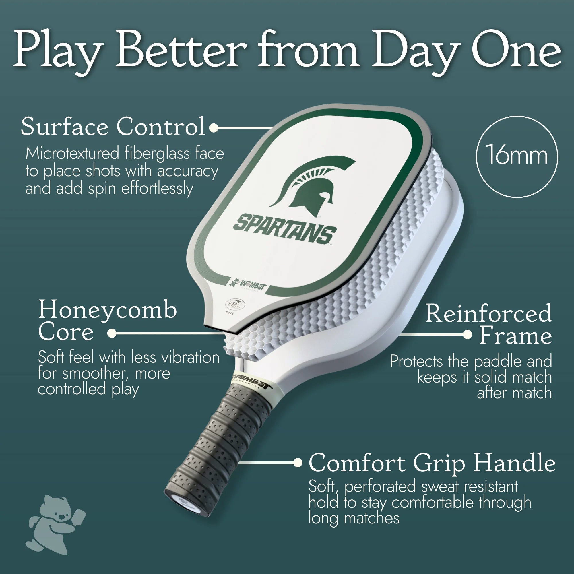 Michigan State Spartans - 16mm Paddle