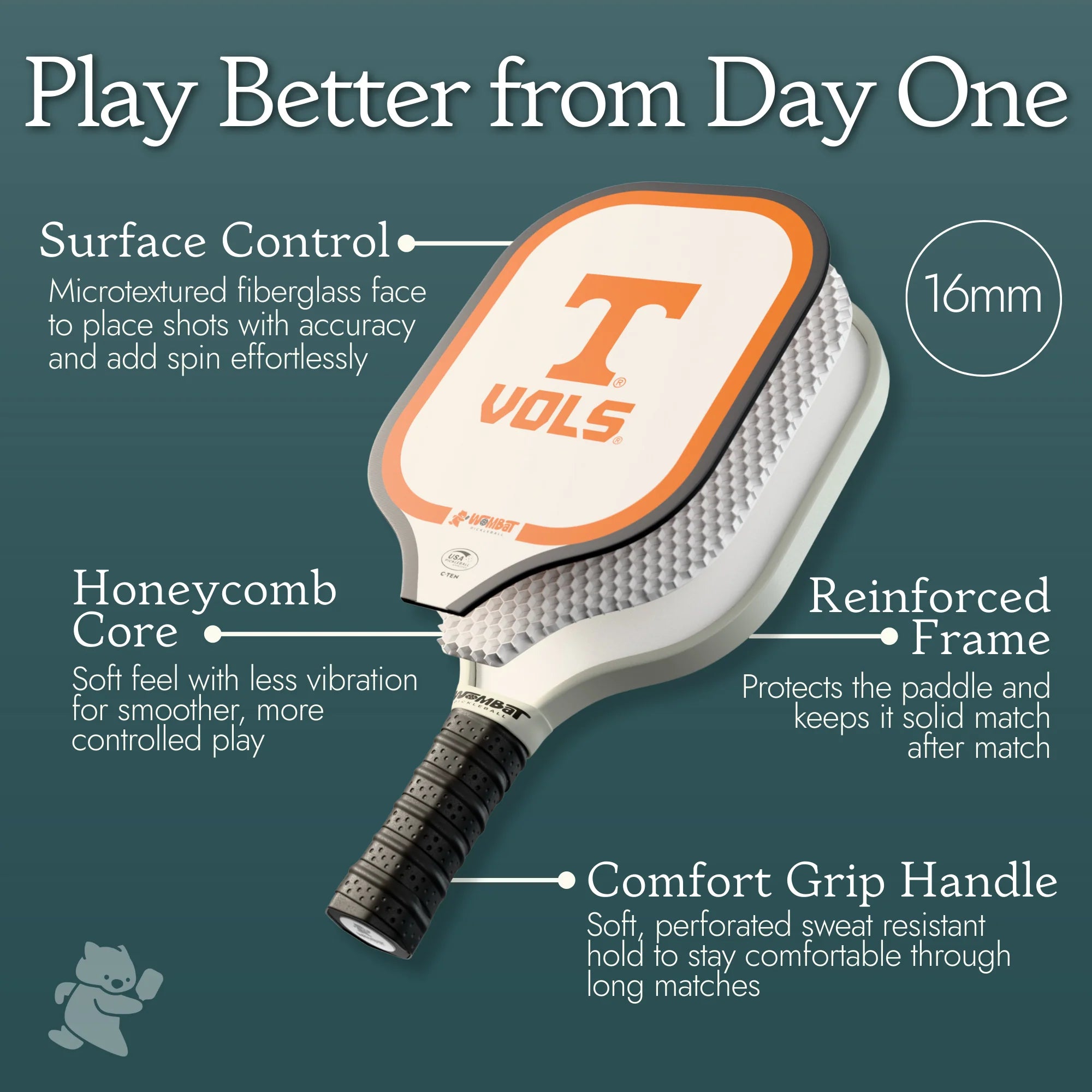 Tennessee Volunteers - 16mm Paddle