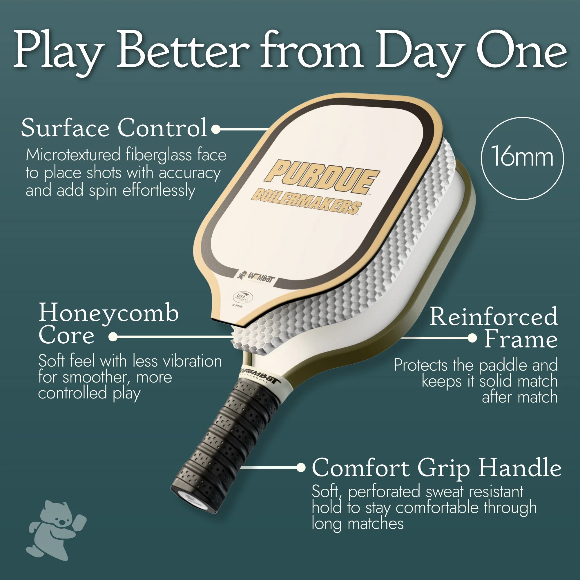 Purdue Boilermakers - 16mm Paddle