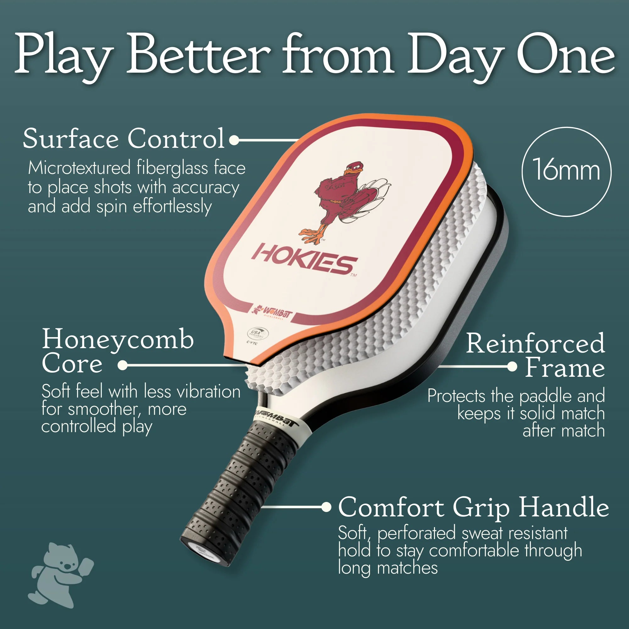 Virginia Tech Hokies - 16mm Paddle