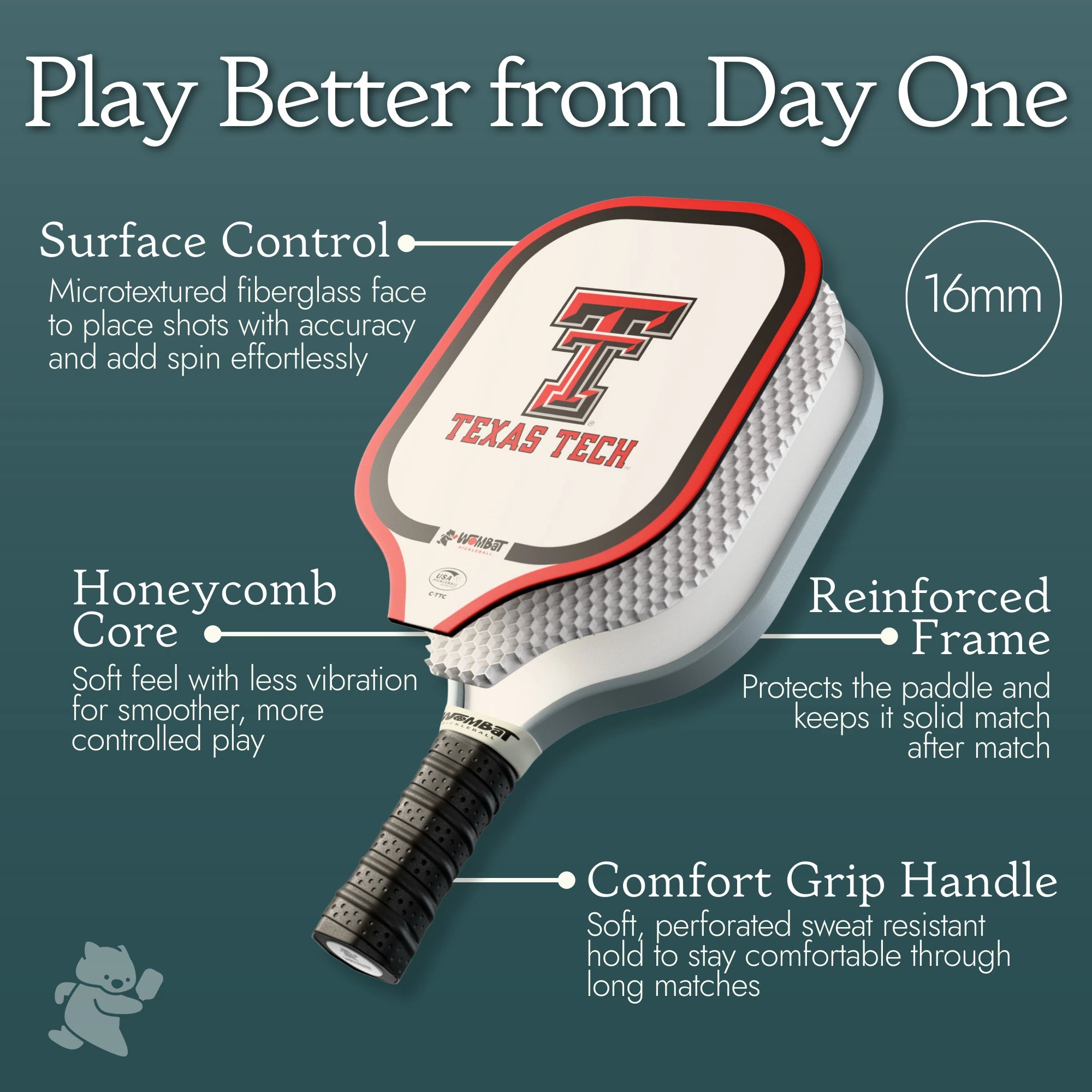 Texas Tech Red Raiders - 16mm Paddle