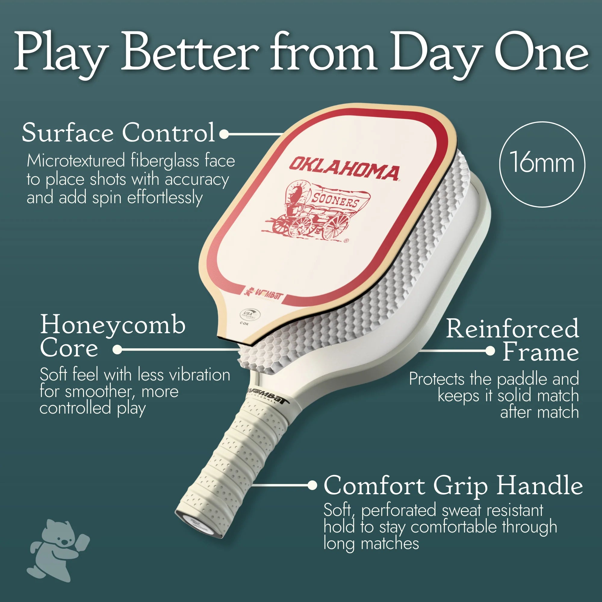 Oklahoma Sooners - 16mm Paddle