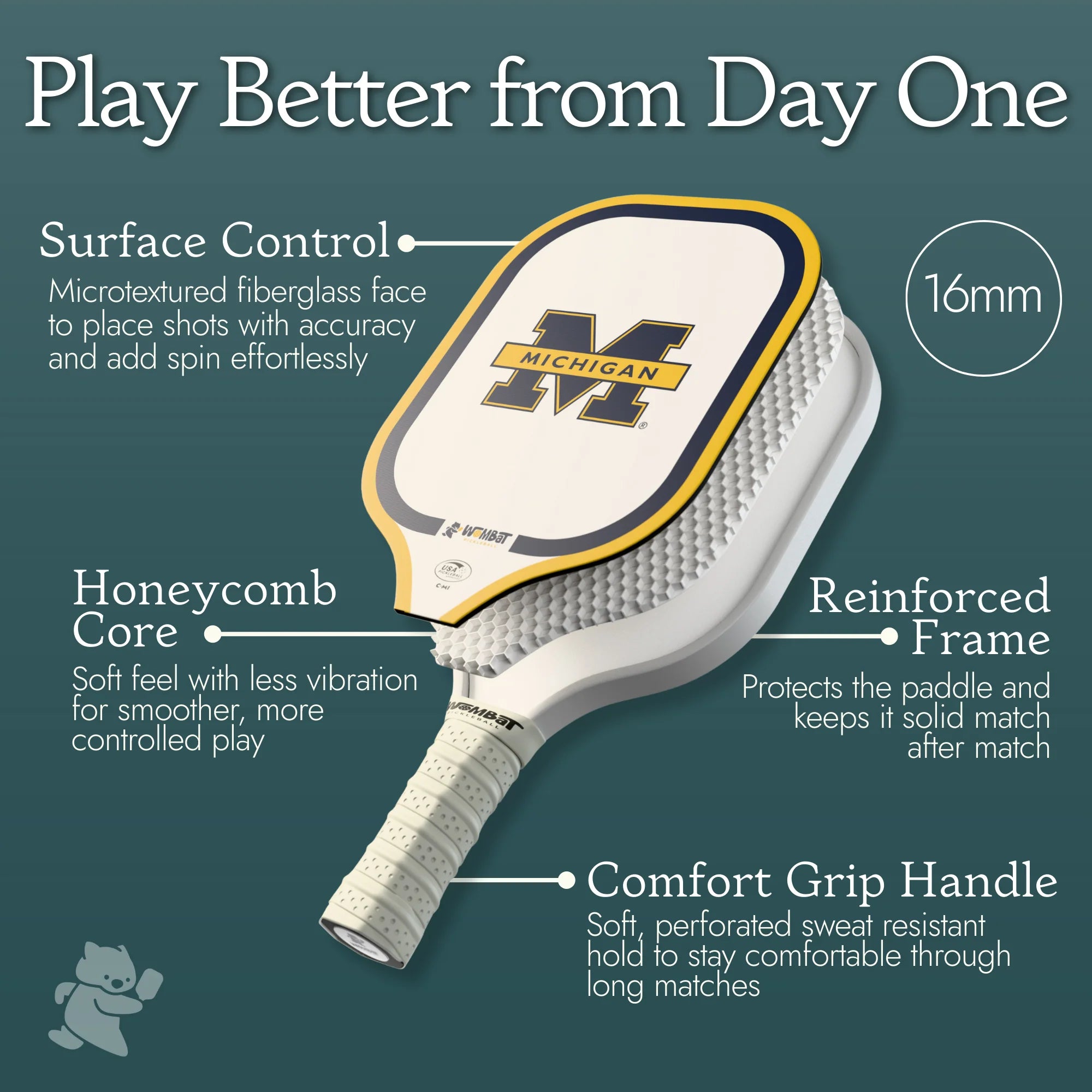 Michigan Wolverines - 16mm Paddle