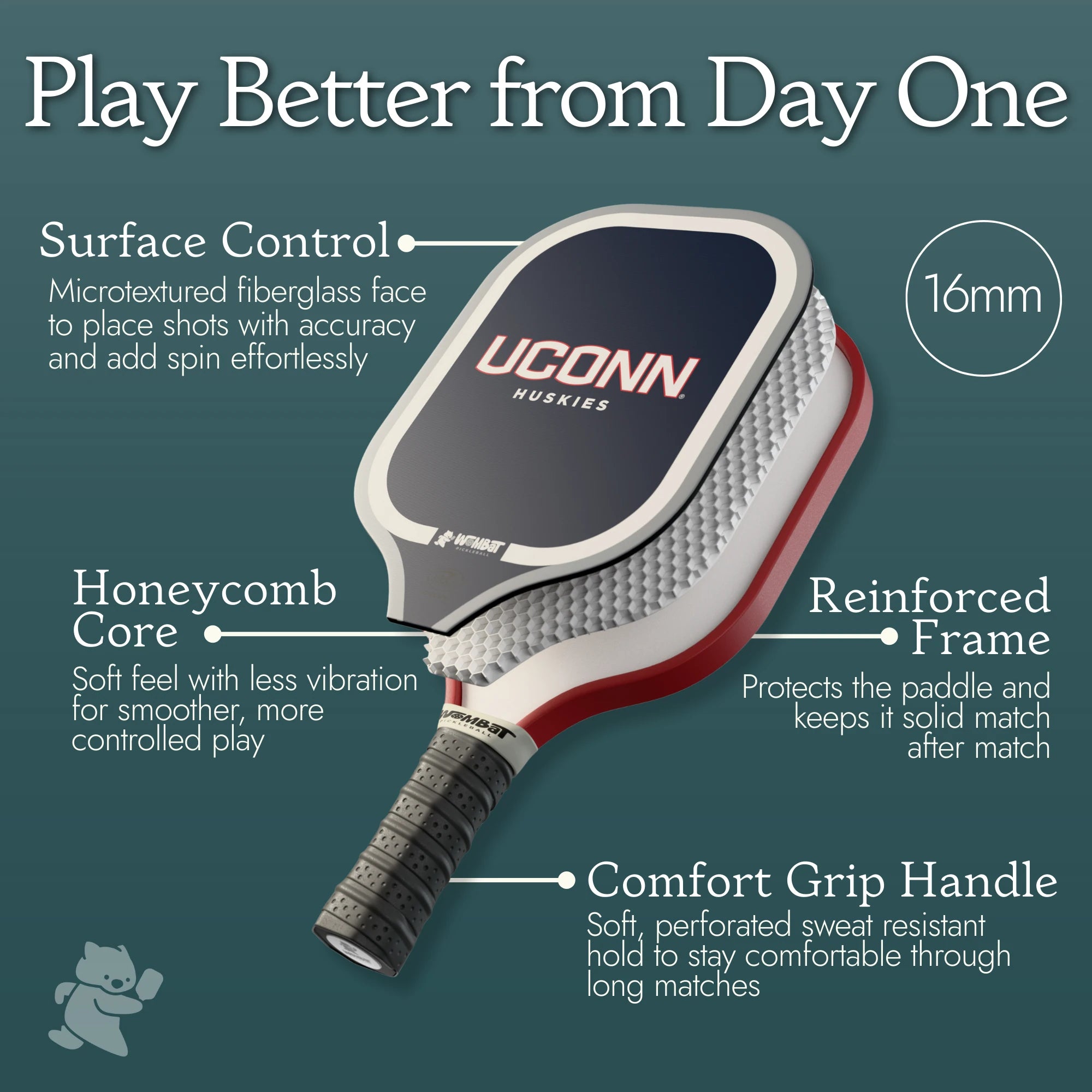 Connecticut Huskies- 16mm Paddle