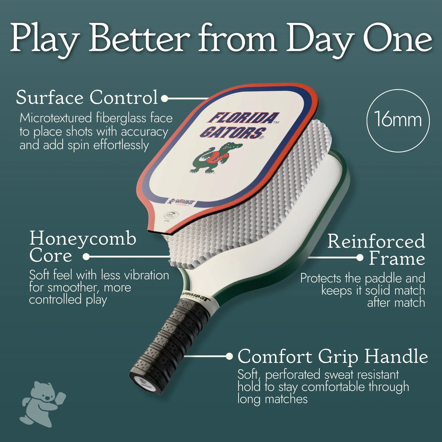 Florida Gators - 16mm Pickleball Paddle